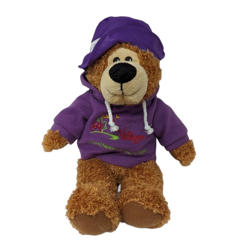 Good Stuff Give Kids The World Village Purple Hoodie Hat Teddy Bear Soft Toy
